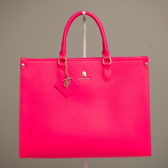 Tote & Carry Handbags - Neon Hot Pink Purse Large Tote Carry On Bag BarbieCore Vibrant Dopamine Max Loud